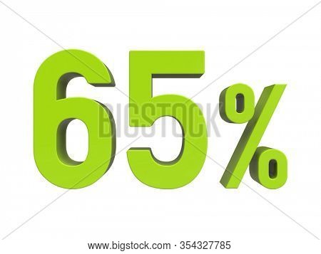 3d Render: ISOLATED 65% Percent Discount 3d Sign on White Background, Special Offer 65% Discount Tag, Sale Up to 65 Percent Off, Sixty-five Percent Letters Sale Symbol, Special Offer Label
