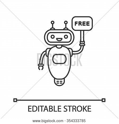 Chatbot With Free In Speech Bubble Linear Icon. Thin Line Illustration. Free Customer Support Talkbo