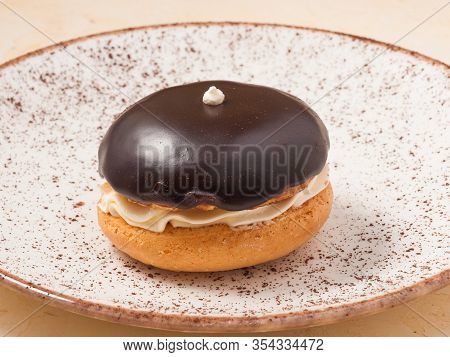 French Boucher Cake On A Plate. Close Up