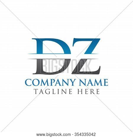 Initial Dz Letter Logo Design Vector With Blue And Grey Color. Dz Logo Design