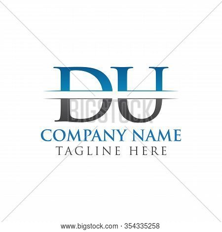 Initial Du Letter Logo Design Vector With Blue And Grey Color. Du Logo Design