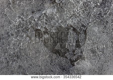 Texture Cracked Ice Broken Ice Pieces Of Ice. Season Spring Autumn. Macro Close-up.  For 3d Texturin