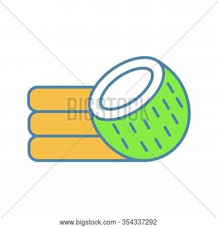 Coconut Fiber Mattress Color Icon. Coconut Coir Bed Mattress. Organic Latex Material. Isolated Vecto
