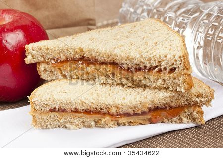 Erdnussbutter und Gelee-Sack-Mittagessen