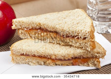 Erdnussbutter und Marmelade Sack Mittagessen