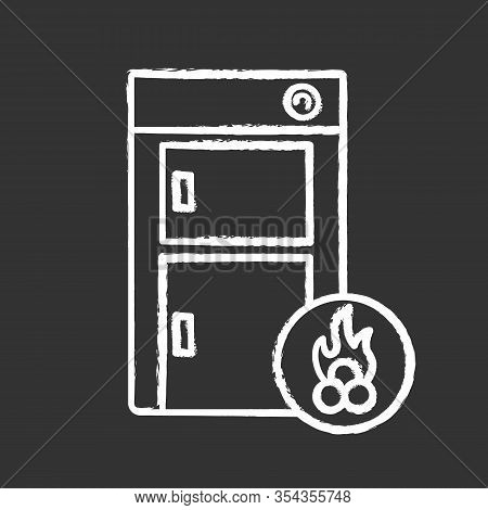Solid Fuel Boiler Chalk Icon. House Central Heater. Firewood Boiler. Heating System. Isolated Vector