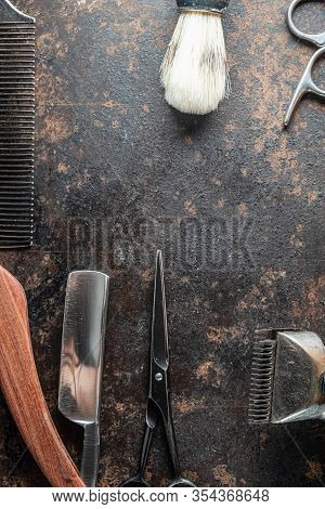 Vintage Barber Tools Dangerous Razor Hairdressing Scissors Old Manual Clipper Metal Comb Shaving Bru