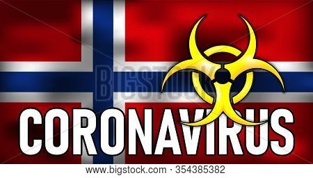 Stop Coronavirus In Norway Vector Conceptual Medical Illustration Biohazard Sign On The Flag Backgro
