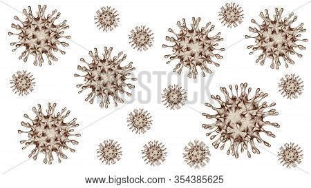 Virus Isolated On A White Background 3d Rendering. A Dangerous Non-cellular Infectious Agent That Ca