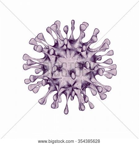 Virus Isolated On A White Background 3d Rendering. A Dangerous Non-cellular Infectious Agent That Ca