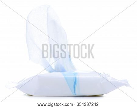 Pack Wet Wipes Hygiene Clean On White Background Isolation