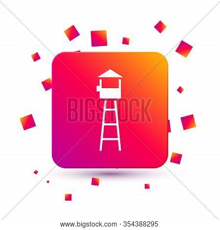 White Watch Tower Icon Isolated On White Background. Prison Tower, Checkpoint, Protection Territory,