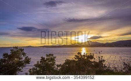 Panoramic At Dawn Of The Town Of Fuenterrabia