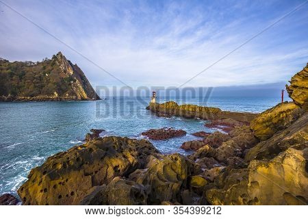 Beautiful Morning At The Blue Hour In Points At The Lighthouse Of Pasaia San Juan