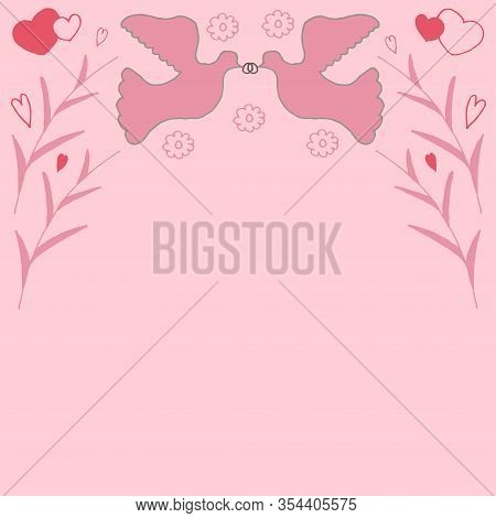 Celebration Decoration Design. Greeting Card. Wedding Invitation Card Template Set. Doodle Style. Lo