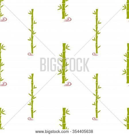 Template With Bamboo On White Background For Decoration Design. Seamless Floral Background. Graphic 