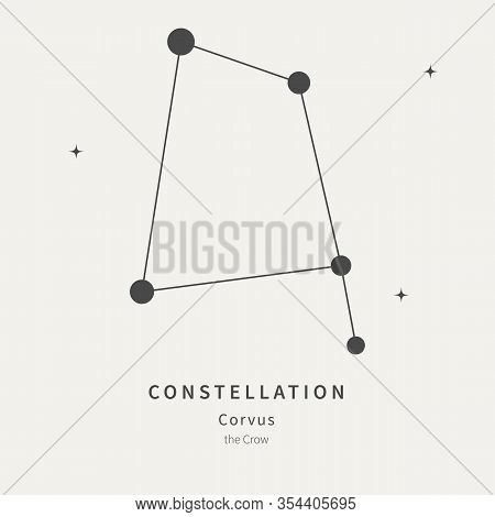 The Constellation Of Corvus. The Crow - Linear Icon. Vector Illustration Of The Concept Of Astronomy