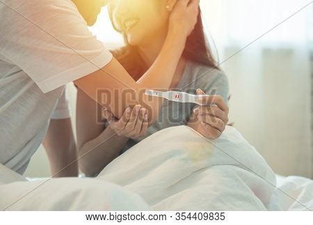 Positive, Pregnant, Man, Woman, Happy, Couple, Pregnancy, Test, Cheerful, Home, Young, Love, Female,