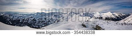 Snowy peaks, Planneralm skiing resort in winter,  Austrian Alps