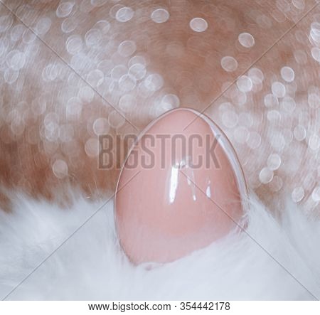 Easter background with Easter eggs. Soft focus, bokeh effect. Happy easter greeting card template in