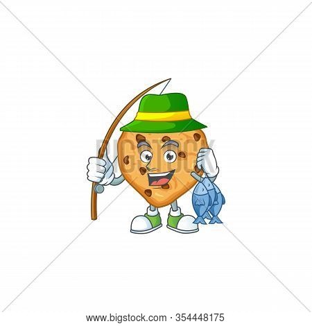 Cartoon Character Of Funny Fishing Chocolate Chips Love