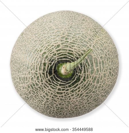Melon Isolated On White, Top View Melon Clipping Path All Foucus