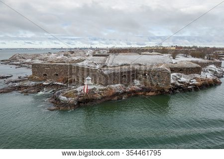March Cloudy Day At The Ancient Suomenlinna Fortress. Helsinki, Finland