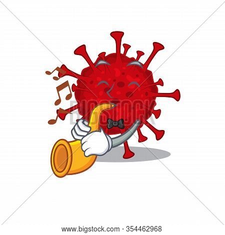 Betacoronavirus Cartoon Character Design Playing A Trumpet