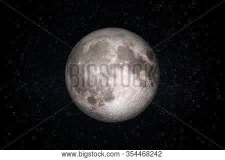 Earths Moon In The Starry Sky Of Solar System In Space. This Image Elements Furnished By Nasa.