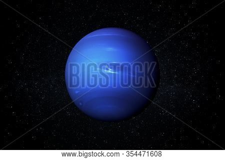 Planet Neptune In The Starry Sky Of Solar System In Space. This Image Elements Furnished By Nasa.