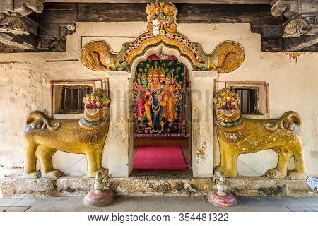 Entrance To Hindi Temple Embekka Devalayaa In Udunuwara, Sri Lanka