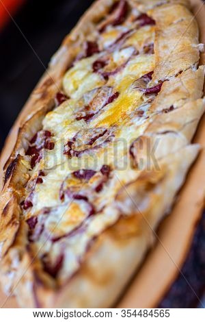 Pide With Sucuk And Cheese Tasty Delight