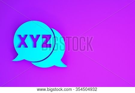 Blue Xyz Coordinate System Icon Isolated On Purple Background. Xyz Axis For Graph Statistics Display