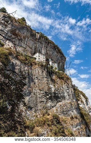 Madonna Della Corona, Shrine Of The Our Lady Of The Crown. Built On The Mountainside (baldo Mountain
