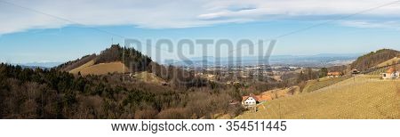 Austria - Slovenia Border. Vineyards Sulztal Panorama , Leibnitz Area South Styria Wine Street, Wine