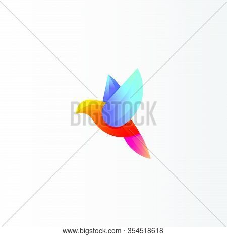 Vector Logo Illustration Bird Gradient Colorful Blue Orange