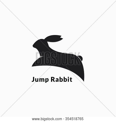 Vector Logo Illustration Rabbit Jump Silhouette Style
