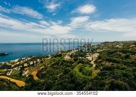 The Small Village With Unique Beaches And Famous Resort Of Agia Pelagia, Heraklion, Crete, Greece.