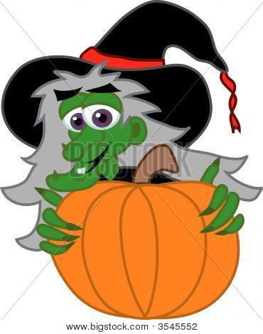 Ведьма позади тыквы