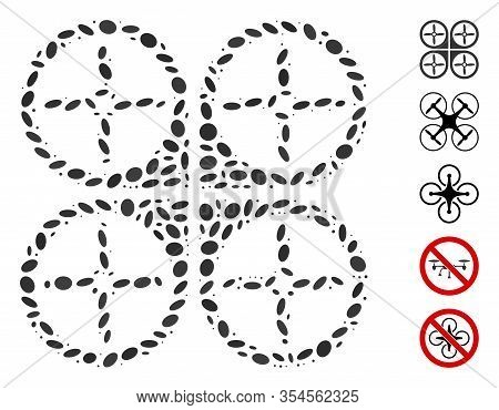 Dotted Mosaic Based On Nanocopter. Mosaic Vector Nanocopter Is Designed With Randomized Elliptic Ite