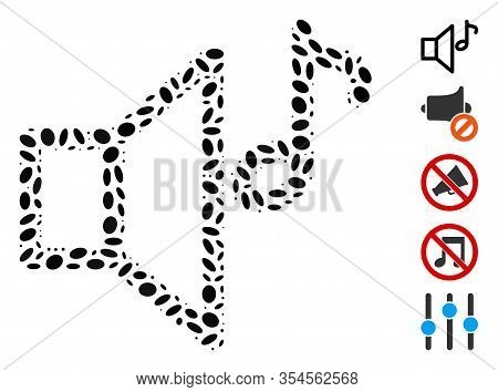 Dot Mosaic Based On Sound Volume. Mosaic Vector Sound Volume Is Created With Scattered Ellipse Items