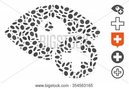 Dotted Mosaic Based On Vision Medical Cross. Mosaic Vector Vision Medical Cross Is Designed With Ran