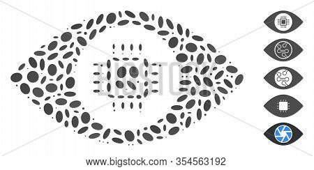 Dot Mosaic Based On Electronic Vision Lens. Mosaic Vector Electronic Vision Lens Is Created With Ran
