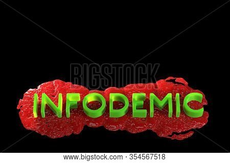 Infodemia Lettering Concept About Pandemia And False Information With Coronavirus Covid-19. 3d Illus