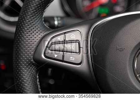 Novosibirsk, Russia - March 06, 2020:  Mercedes-benz X-class, Close-up Of The Multiwheel With Phone 