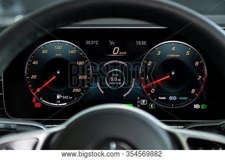 Novosibirsk, Russia - March 06, 2020:  Mercedes-benz  Gls-class, Dashboard Of The Car Is Illuminated
