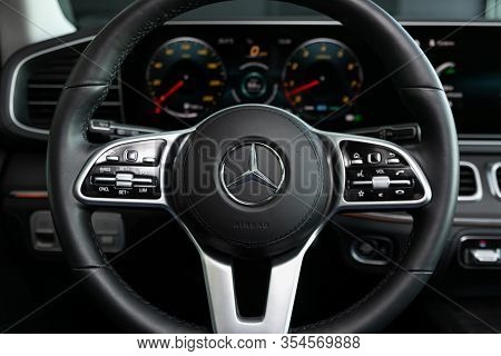 Novosibirsk, Russia - March 06, 2020:  Mercedes-benz  Gls-class, Luxury Car Interior - Dashboard, Pl