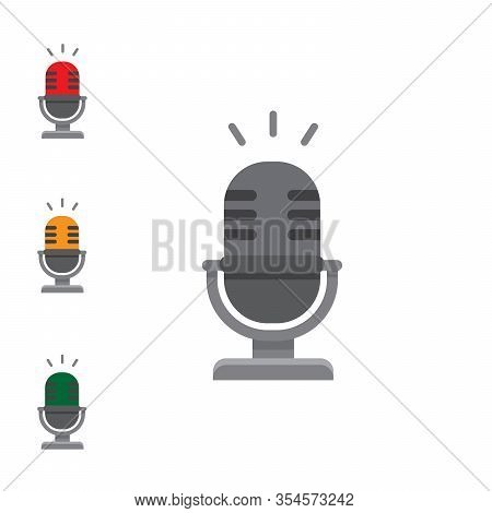 Microphone Icon Vector Flat Design. Retro Microphone. Stock Vector Illustration Isolated On White Ba