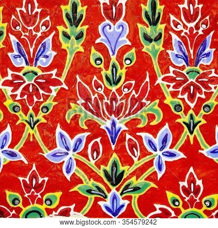 : Old Over 151 Year Wall Ceramic Tiles Patterns Handcraft From Thailand Temple Wall Public