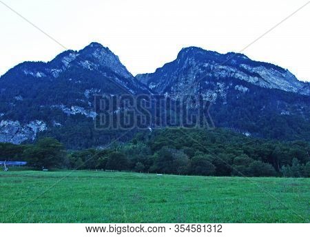 Picturesque Pastures, Mixed Forests And Alpine Peaks Over The Rhine River Valley - Balzers, Liechten